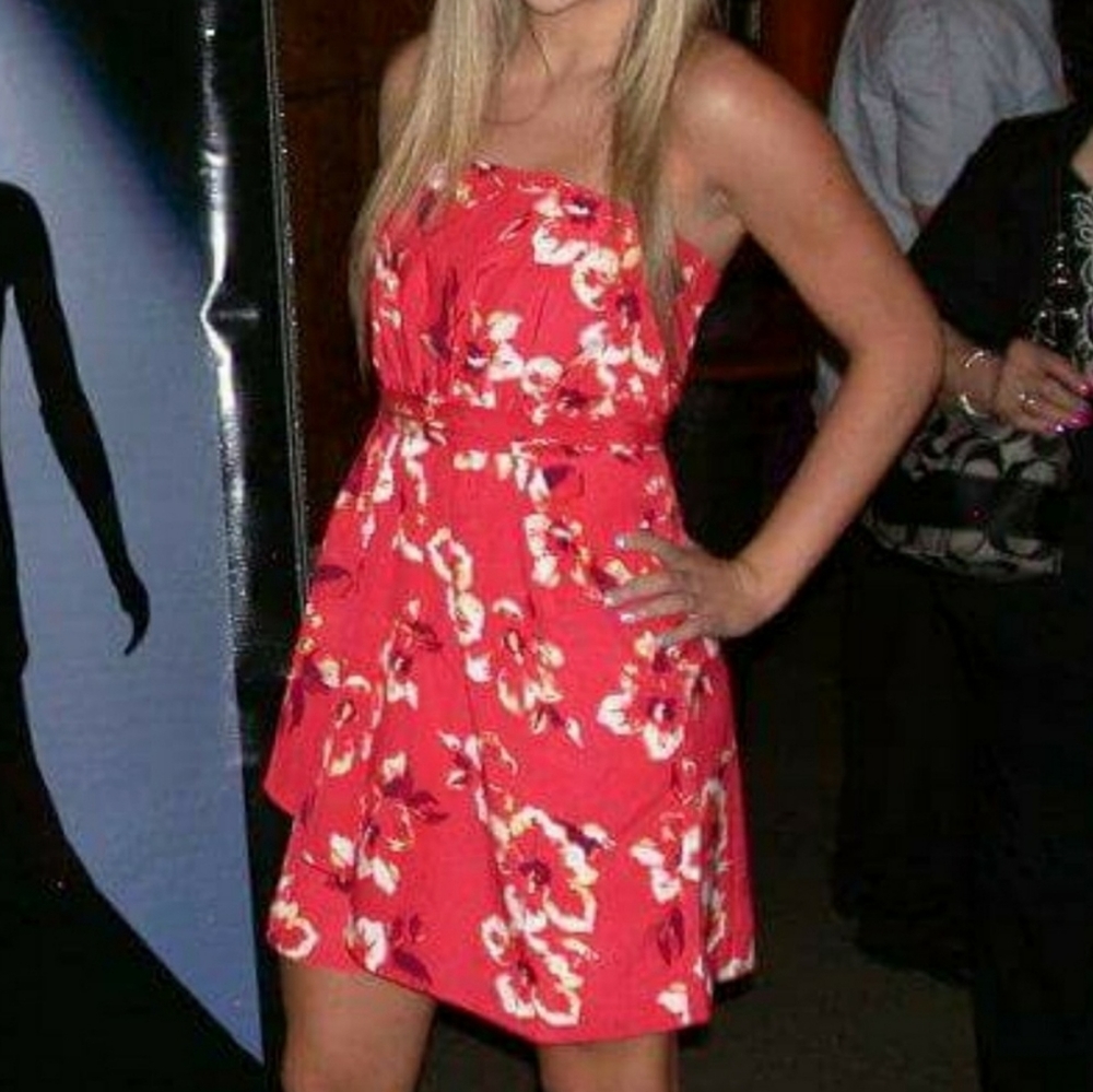 Express Strapless Floral Mini Dress